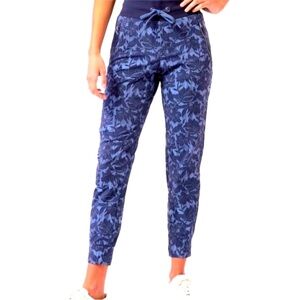 Athleta Trekkie North Ethereal Bloom Blue Drawstring Joggers Size 6